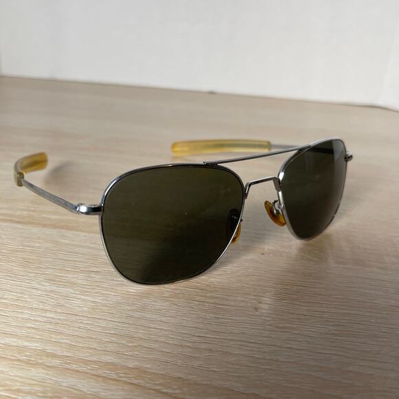 Randolph Engineering Aviator Sunglasses 5 1/2 Chrome READ 61-20 USA - Picture 1 of 10
